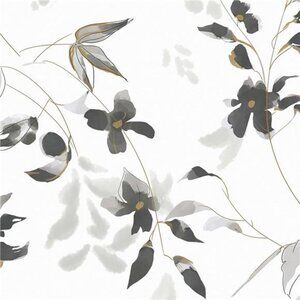 Peel & Stick Wallpaper Black Floral 15.35x78.7 Bedroom